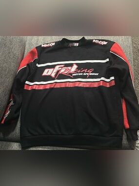 BoohooMAN Black Sweatshirt with Red & White Racing Emblem